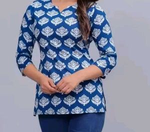 Blue Printed Tunic Top