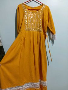 Mustard Embellished Kurta