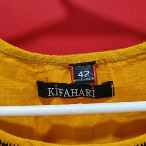 Yellow Cotton Kurta In Size M
