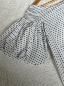 Striped Off-Shoulder Puff Sleeve Top