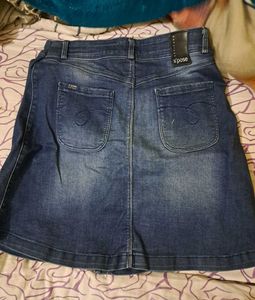 Denim Button-Front A-Line Skirt