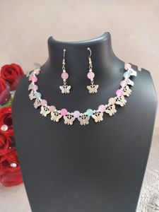 Beautiful Butterfly Pastel Colour Necklace Sets