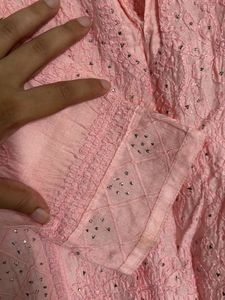 Peach Chikankari Kurta
