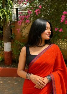 New Orange Embroidered Saree 🎶