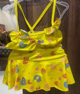 Cute Yellow Skirted Swimsuit