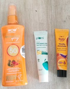 Plum -Sunscreen, Vanilla Caramello & WOW Spray