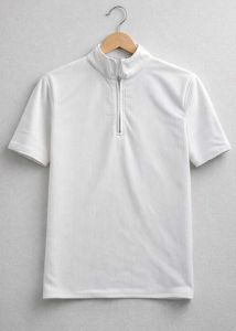 White Zip-Up Short Sleeve Top