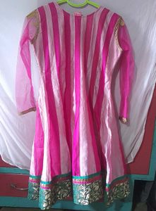 Pink Striped Indian Dress