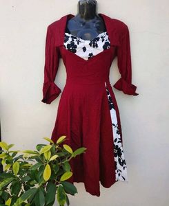 Burgundy Floral Accent Dress