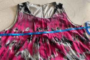 JUNAROSE Pink Grey Abstract Chiffon Sleeveless Top