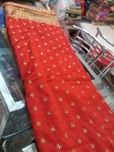 Red &amp; Gold Embroidered Saree