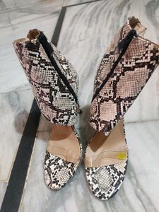 Snake Print Heels Sandals Boots Style Size 39