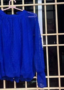 Blue Baloon Sleeve Top