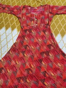 Red Geometric Print Dress