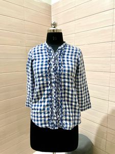 HOLLISTER Blue Plaid Gingham Top