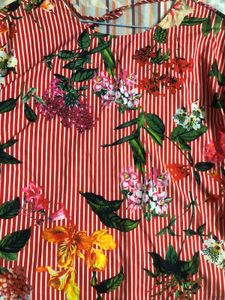 Red Floral Top With Deep Back