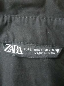 Zara Black Button-Down with Pink Trim