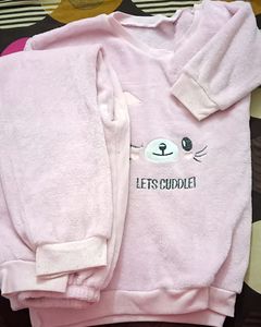 Baby Pink Colour Woolen Soft Dress For Daily Wear