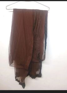 Maroon &amp; Gold Embroidered Cold Shoulder Gown