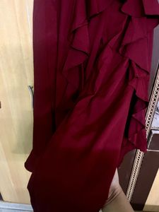 Maroon Skirt With Attached Pants Style
