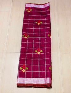 Purple Checkered Saree