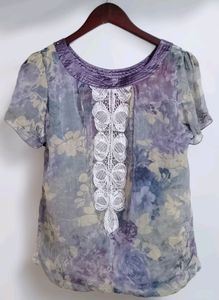Lavender Women's Tie Dye Blouse Top Tunic
