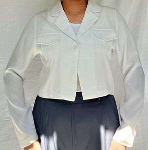 Cropped White Blazer
