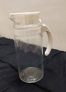 Glass Jug With Plastic Lid &amp; Handle.