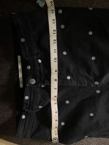 Zara Black Scratch Jeans With White Polkadots