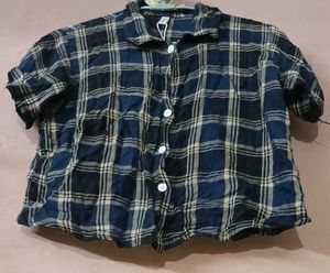 Blue Plaid Crop shirt