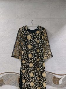 Elegant Black & Gold Embroidered Dress