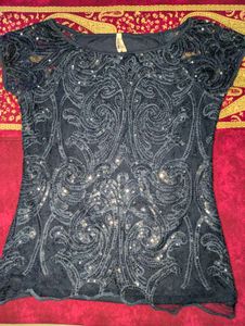 Embellished Navy Blue Top