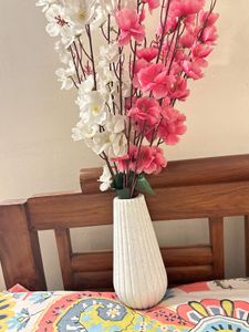 White Ceramic Vase with Flowers