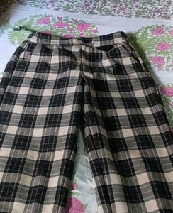 Checked Wide Leg Pants