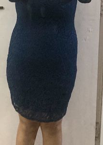 Net Navy Blue Short Dress