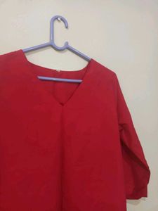 Red V-Neck Top