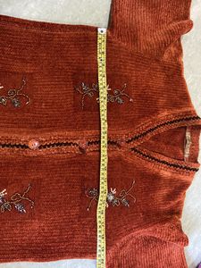 Vintage Orange Embroidered Cardigan