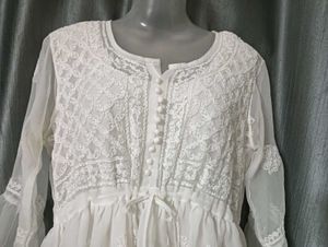 White embroidery Dress/Kurti ✨