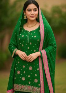 Embroidered Green Salwar Kameez Set