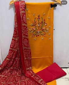 Cotton Suit With Silk Bandhej Dupatta
