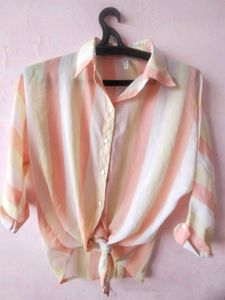 Striped Tie-Front Shirt