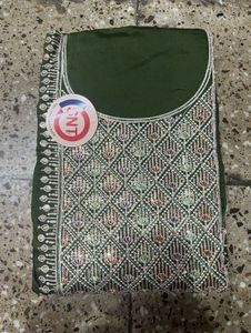 Olive Green Embroidered Salwar Kameez
