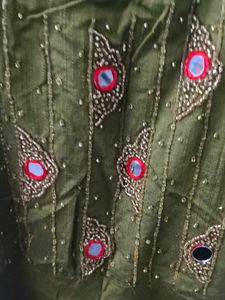 Olive Green Embroidered Kurta