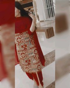 Red Kurta patiyala salwar Set