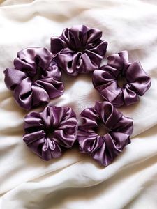 Handmade Scrunchies ( Lavendar ) ( Pack Of - 5 )