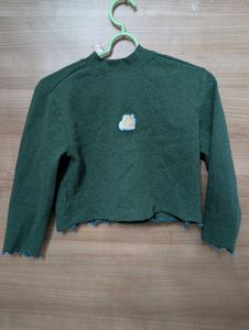 Green Ribbed Crop Top