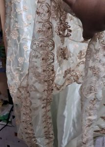 Used 4xl Size Light Green Net Cloth Anarkali Kurti