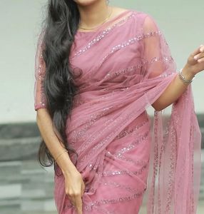Blush Pink Sequin Saree