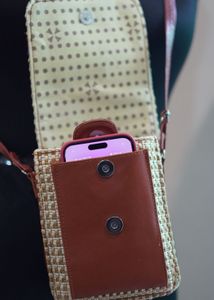 Jute Lather Mobile Sling Bags
