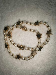 Pearls And Gold Coated Stars Bracelet
